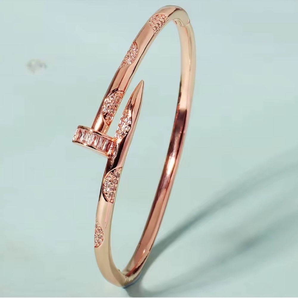 Nail Rose Gold Bangle Bracelet - Picture 2 of 3